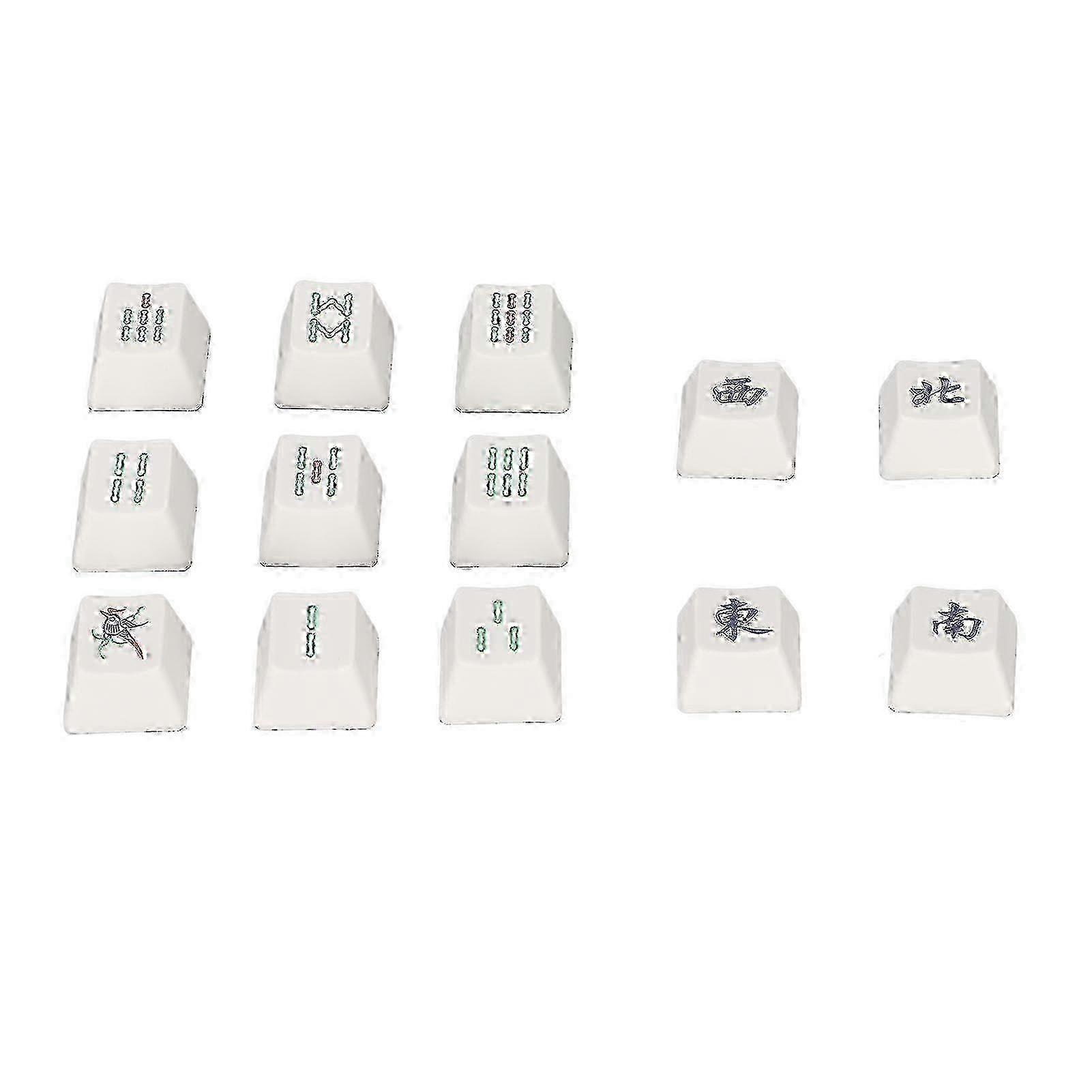 13pcs PBT Mahjong Style Keycaps Cherry Height Replacement for Mechanical Keyboards