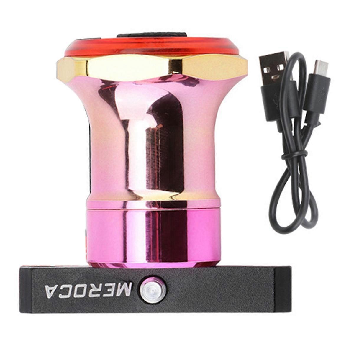 Smart Bicycle Tail Rear Light Auto Start Stop Brake USB Charge Cycling Taillight Bike Light Cushion Gold Pink