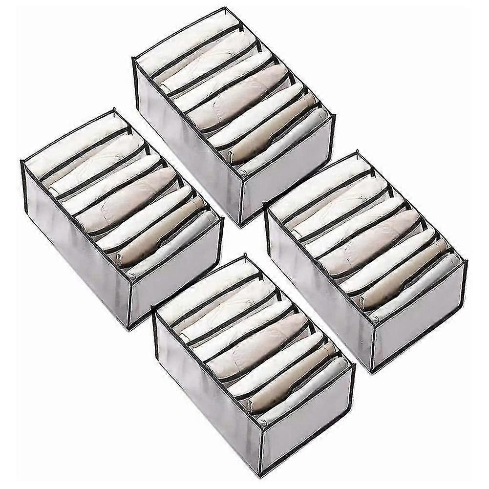 4pcs Wardrobe Storage Organiser, Jeans Compartment Storage Box Black