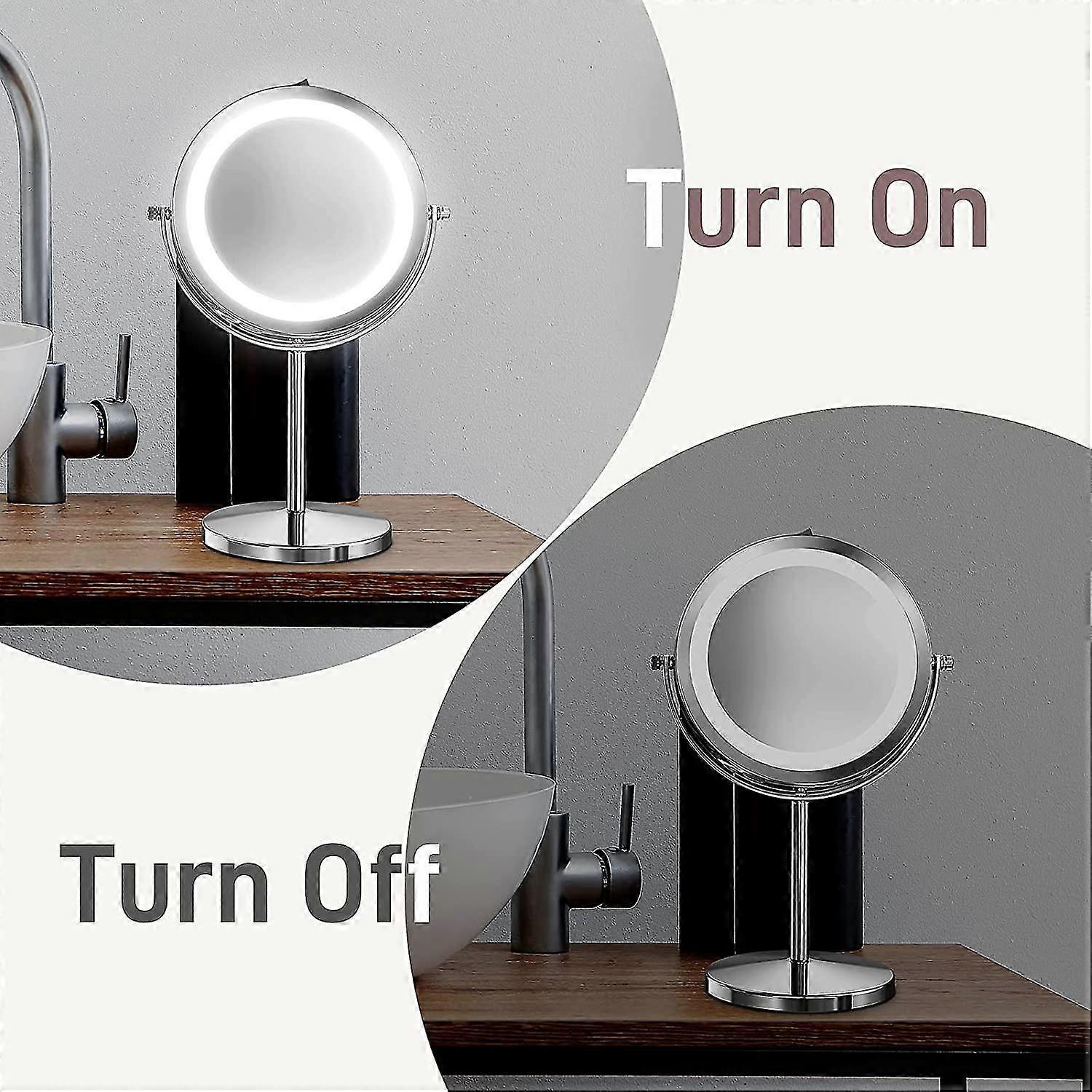 Lighted Makeup Mirror, 10x Magnifying Double Sided Led Vanity Mirror ...
