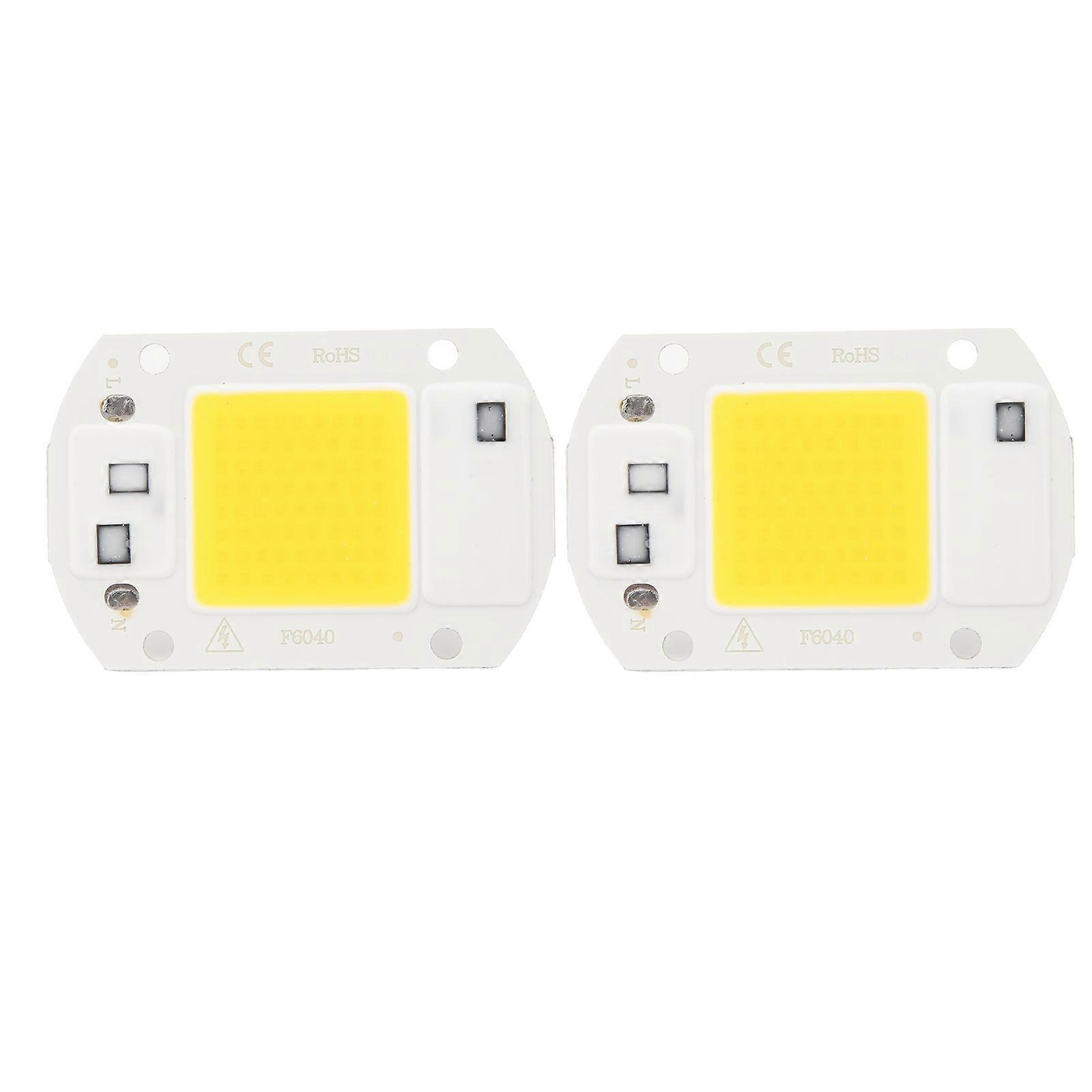 2 Pcs LED COB Chip High Power Driverless Integrated SMD Lamp Beads Light Efficient Flip COB Lamp Bead Warm Light 20W