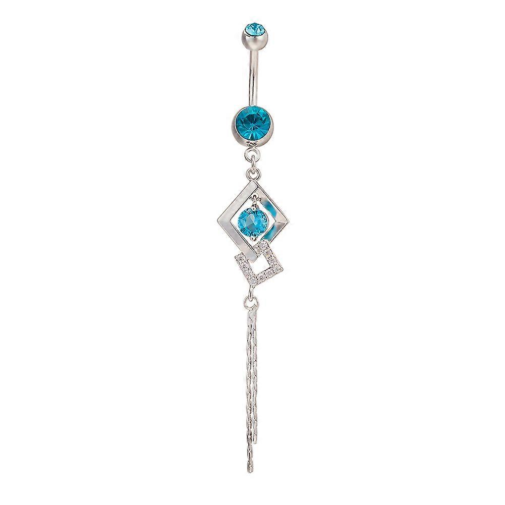 à la mode pompon zircon ventre nombril bague en acier inoxydable corps piercing bijoux océan bleu