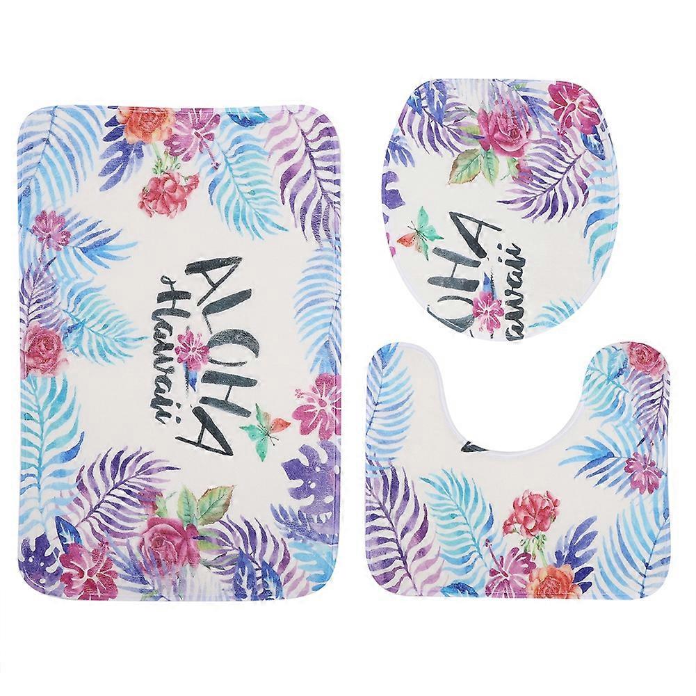 3pcs/Set 3D Flower Printing Dust-Proof Water Absorbent Bathroom Mat Set