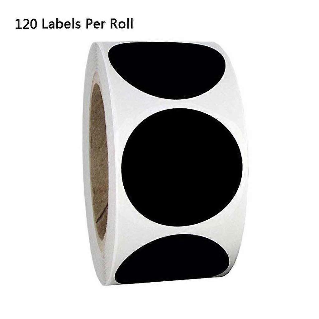 120pcs / 롤 빈 라벨 라운드 칠판 스티커 주방 식료품 저장실 라벨 통조림 메이슨 향신료 항아리 재사용 가능한 블랙