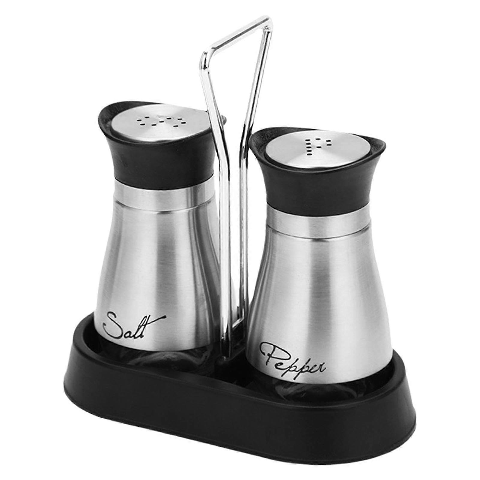 2 pcs silver stainless steel salt and pepper shakers set