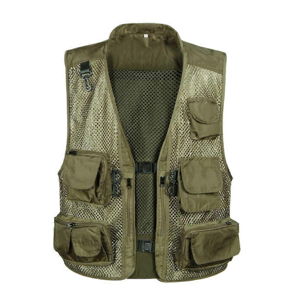 Herren Angeln Outdoor Utility Jagd Klettern Taktische Tarnung Mesh Abnehmbare Weste mit mehreren Taschenleicht armeegrün