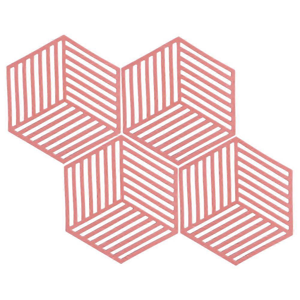 4Pcs Dining Table Heat-Insulated Mat Hexagonal Stripe Type Coaster Placemat Set For Tableware Cup Pad Kitchen Tools