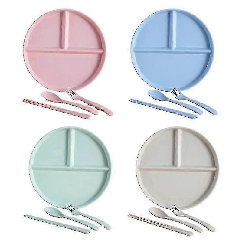 1 Set Divided Dinner Plates Unbreakable Portion Control Divided Diet Plates Reusable Picnic Plates M