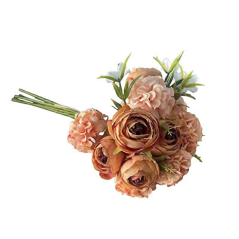 Mixed with Embroidered Ball Tea Flower Combination Fake Bouquet Home Decoration Flower Arrangement Matching Materials Wedding Peony Artificial Flower