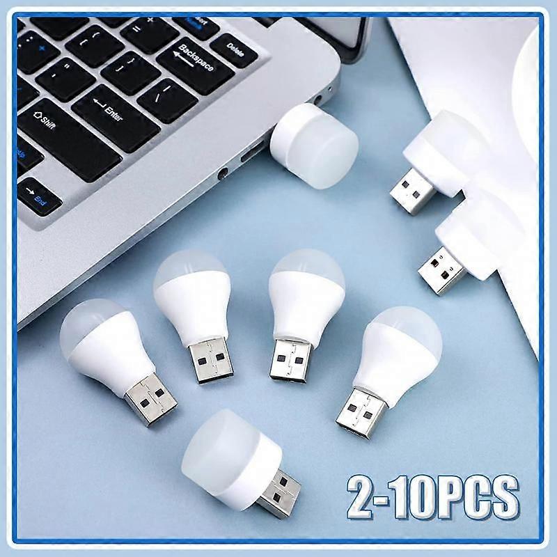 10/8 / 6PCS مصباح قابل للشحن USB مصباح صغير LED ضوء الليل بنك الطاقة شحن أضواء كتاب USB