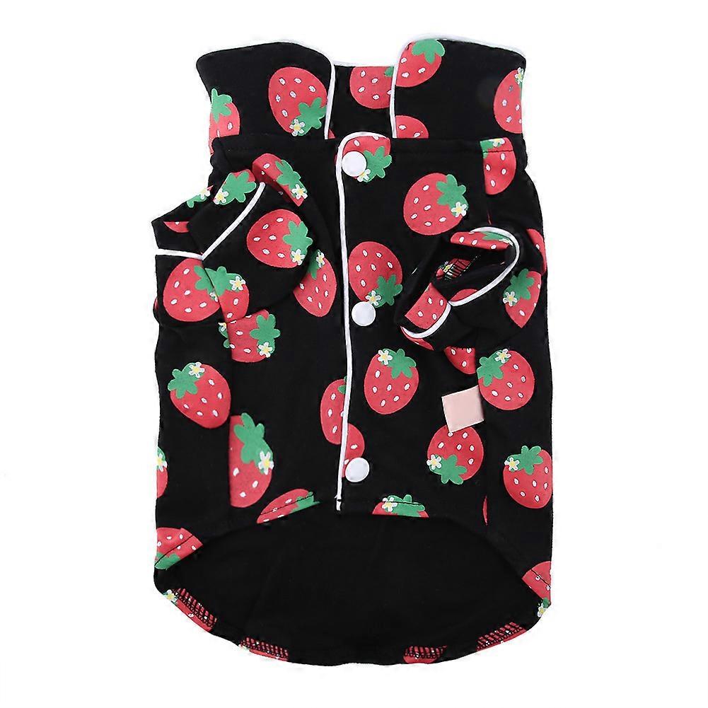 Breathable Strawberry Pattern Pet Pajamas for Cats and Dogs - All Seasons, Soft Cotton Material, Multiple Sizes Available
