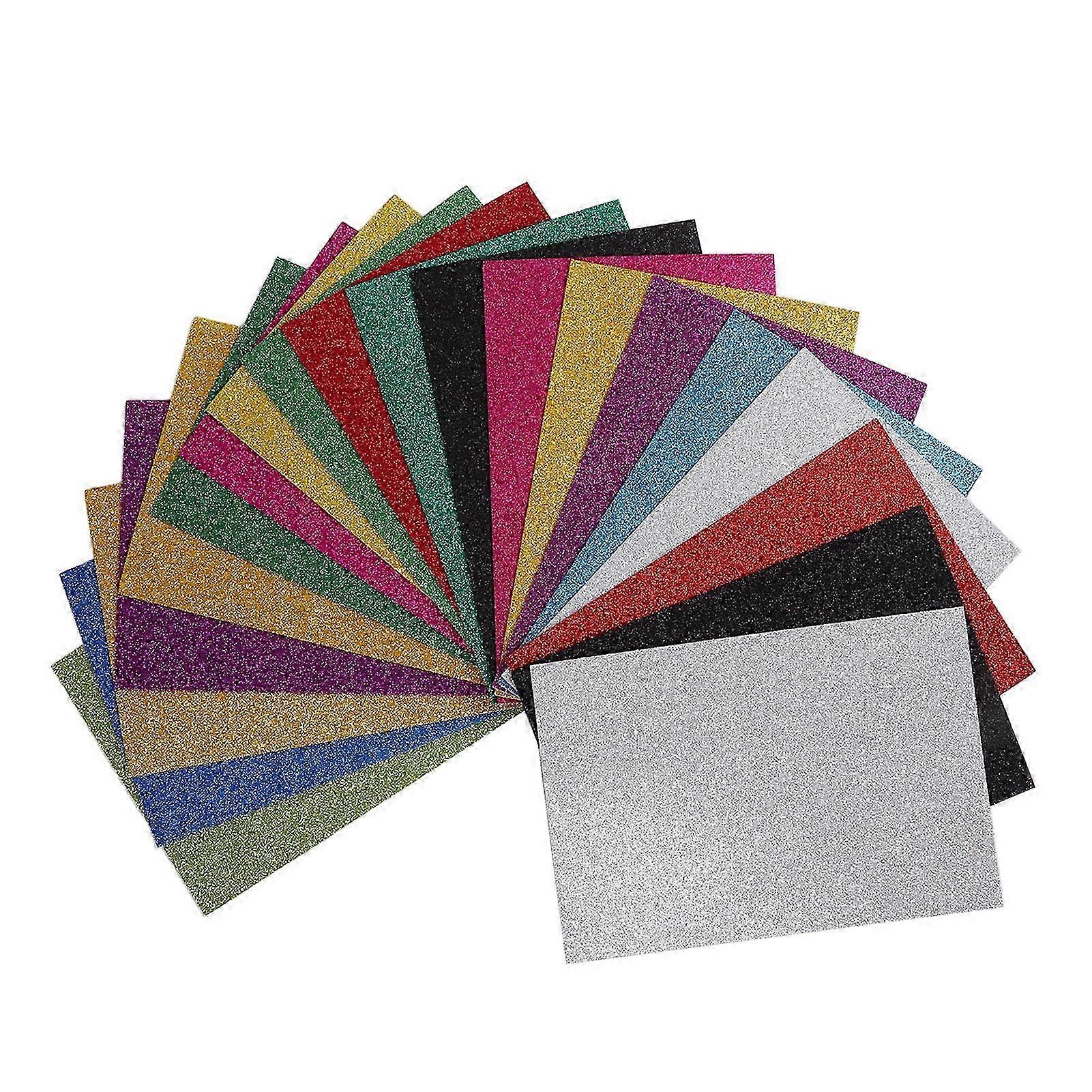 20 Sheets A4 Glitter Foam Sheets for Kids 2mm Cuttable Handcraft DIY Signal Sided Self Adhesive Foam Sheets for Scrapbooks