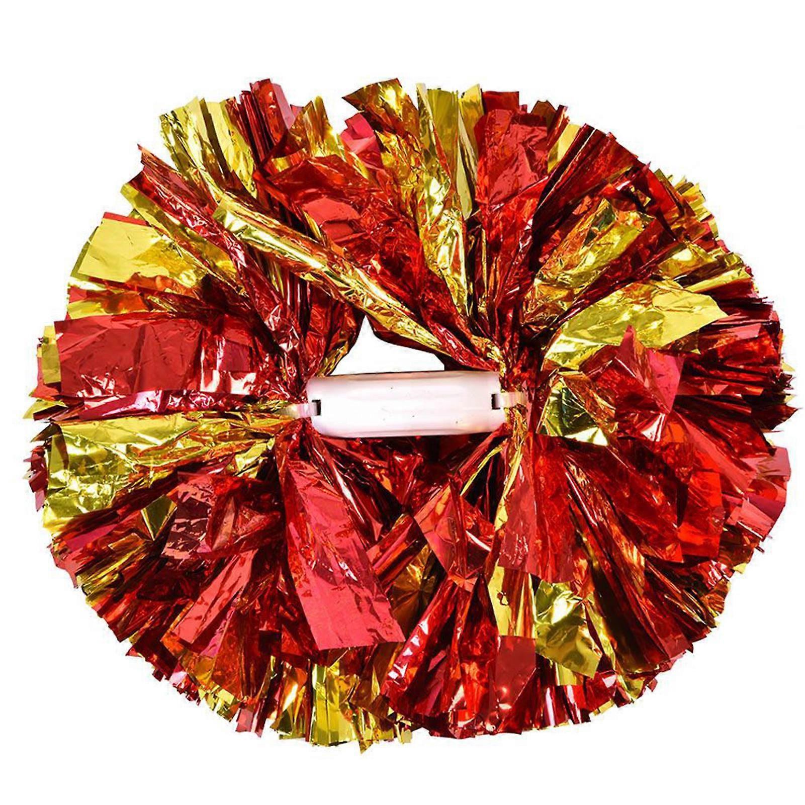 Sports Team Accessories, Metallic Pom Poms with Vibrant Color Streamers, Strong And Durable Handle, Lightweight Design, Suitable For Cheerleading,