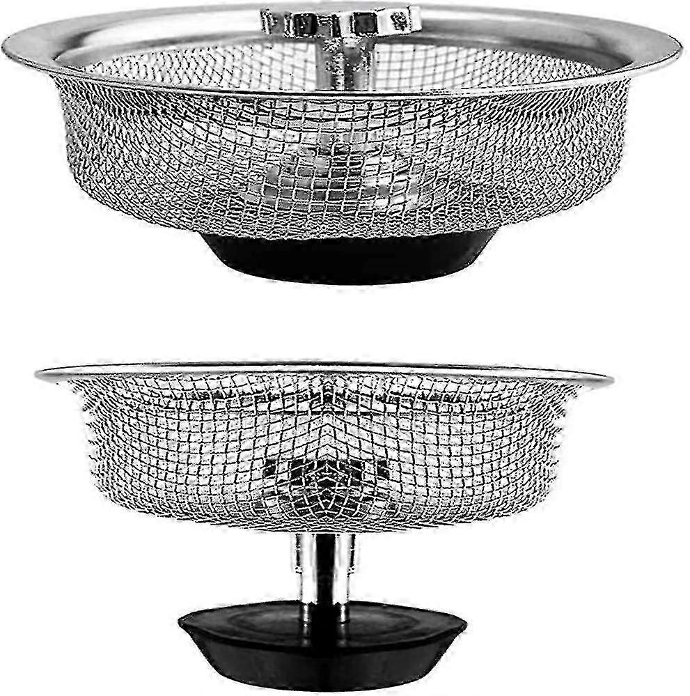 2 قطعة مطبخ من الفولاذ المقاوم للصدأ ، مصفاة حوض الدش ، شبكة بالوعة ، سدادة مطاطية قابلة للتعديل بالارتفاع - ري