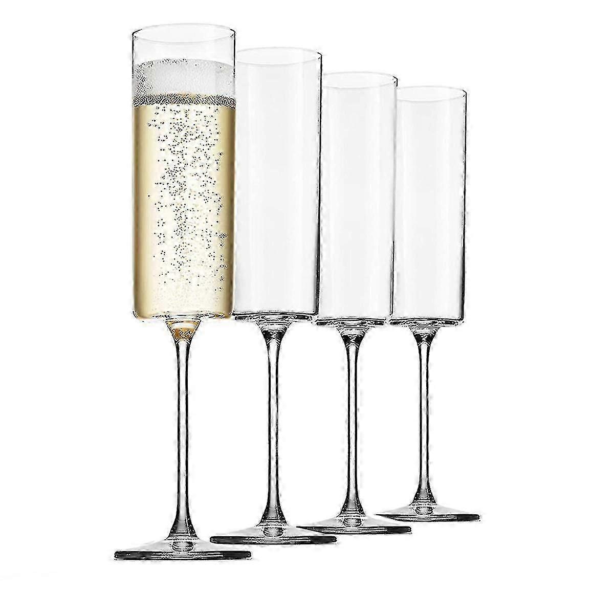 Sticlă Champagne 4 Pack 6-uncie Pahare de șampanie 4pc Set, Premium Square Edge suflat sticlă de vin Cel mai bun
