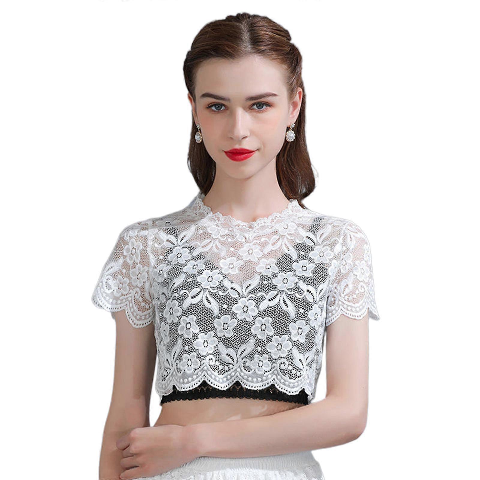 Fake Collars Detachable Floral Lace Half Shirt Blouse Cute Collar