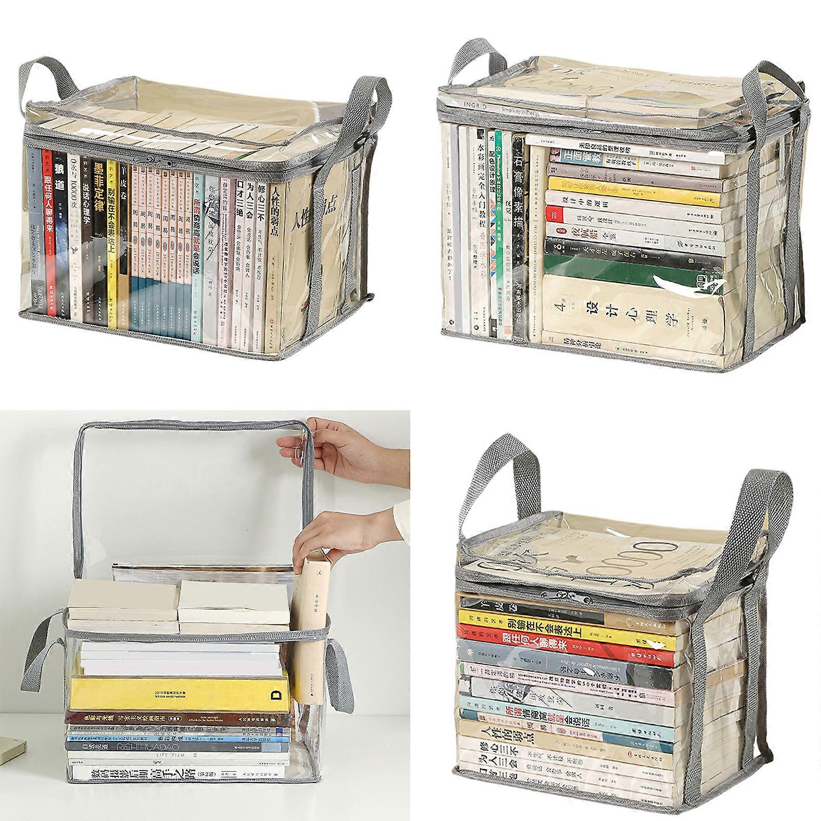 Multifunctional Storage Box Foldable Book Box Waterproof Toy Box Clear Book Storage Case for Students and Office Workers White small