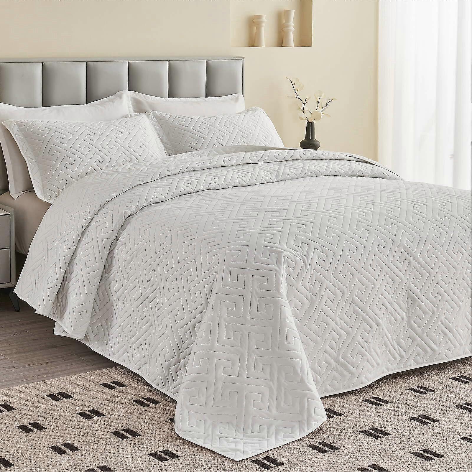 King Quilted Comforter Set for Split Adjustable Bed, King and Tall California King Sizes, Soft Fabric, 128x120 Inches