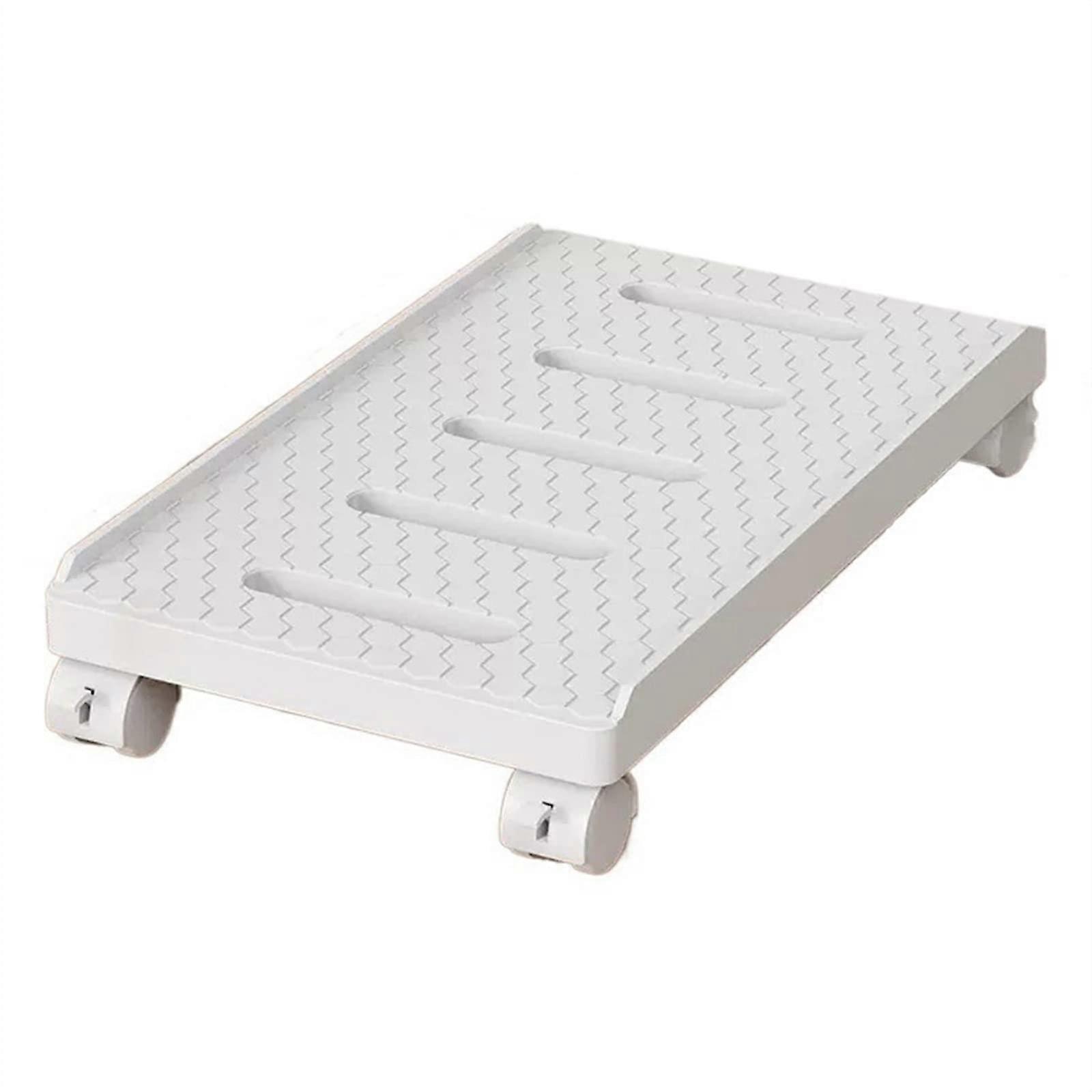 Mobile CPU Stand with Rolling Casters, Adjustable PC Tower Holder Cart for Home Office, White CPU Floor Stand with Locking Wheels