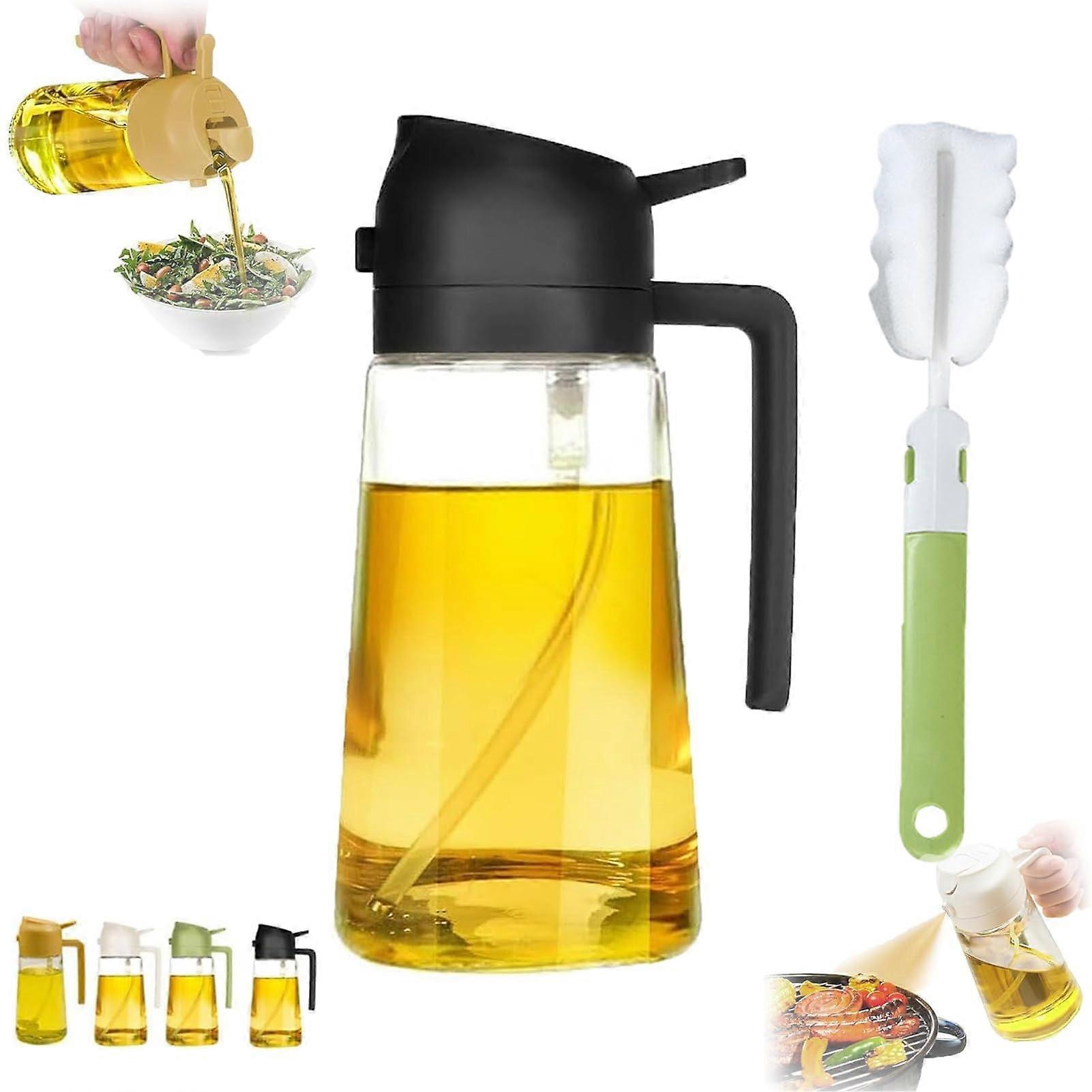Glass Oil Spray And Distributor Set - 2x 470ml Olive Oil Cooking Sprayers With Adjustable Nozzle For Precise Flavoring
