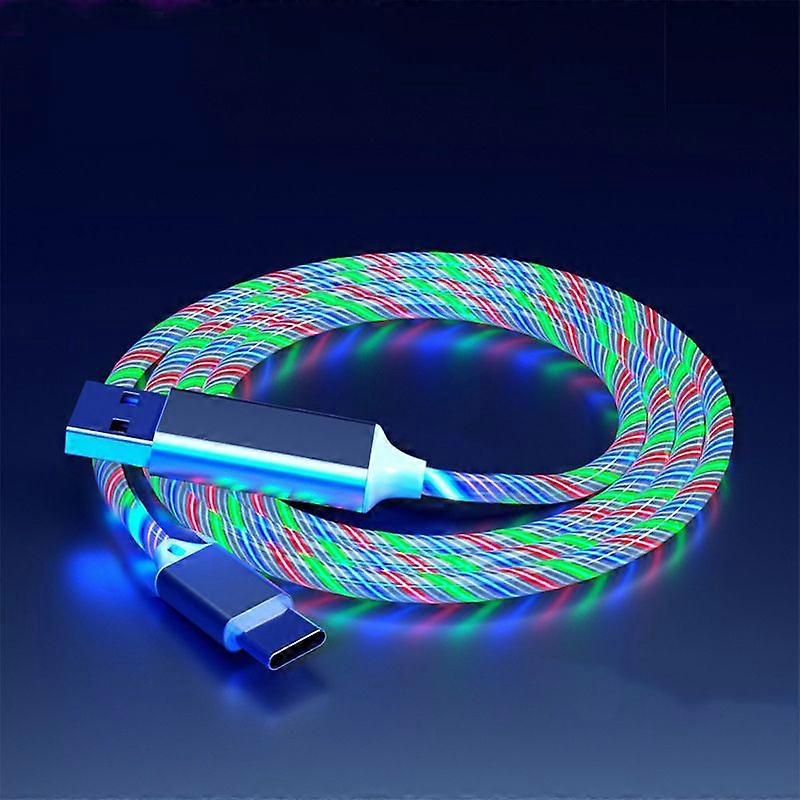 LED Luminous Fast Charging Cable Type C USB for Samsung Xiaomi OPPO Huawei iPhone Data Cable with Flowing Light for Mobile Phones
