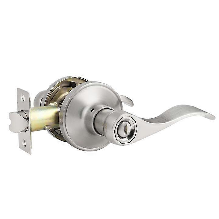 Satin Nickel Privacy Door Handle Reversible for Left and Right Handed Doors, Interior Wave Style