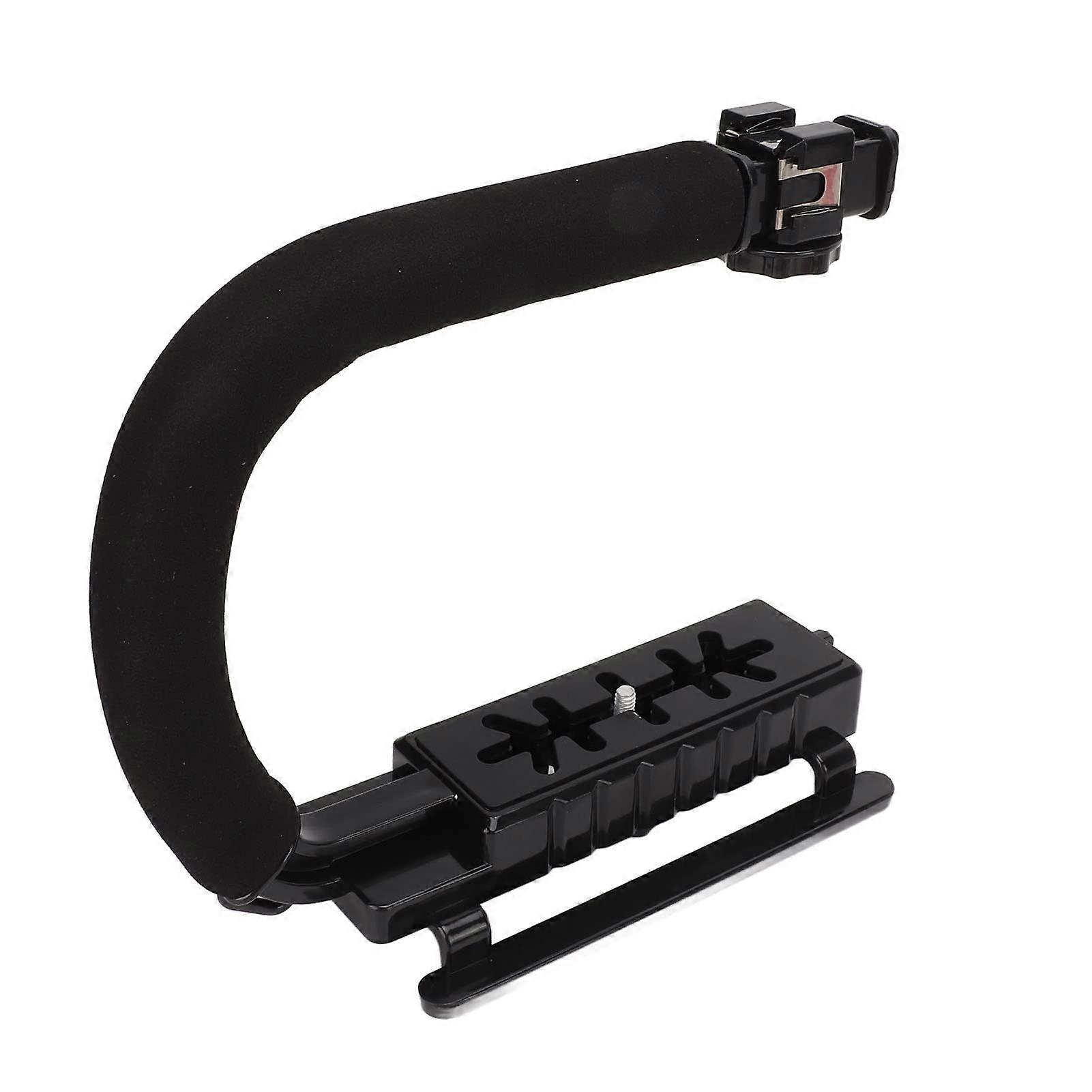 Camera Action Stabilization Grip U Shape Black for Smooth Video Shooting Ergonomic Design Compatible with DSLR and Smartphone
