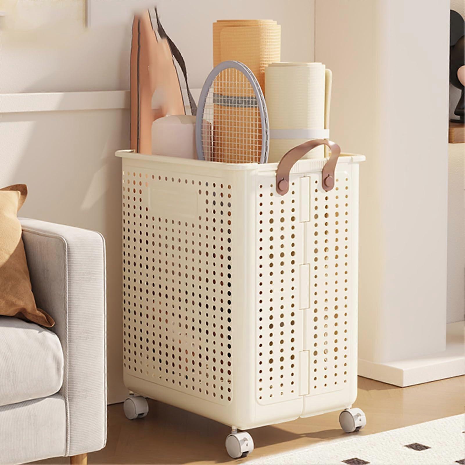Yoga Mat Holder - Foldable Plastic Rack with Wheels, Rectangular Storage Basket for Home Gym, Easy Transport, Space-Saving Design