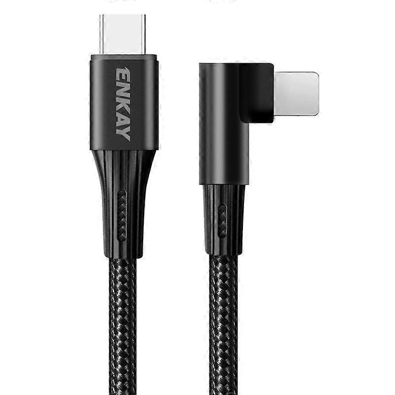 ENKAY PD 20W 3A USB-C / Type-C to 8 Pin Elbow Fast Charging Nylon Braided Data Cable, Length:1m
