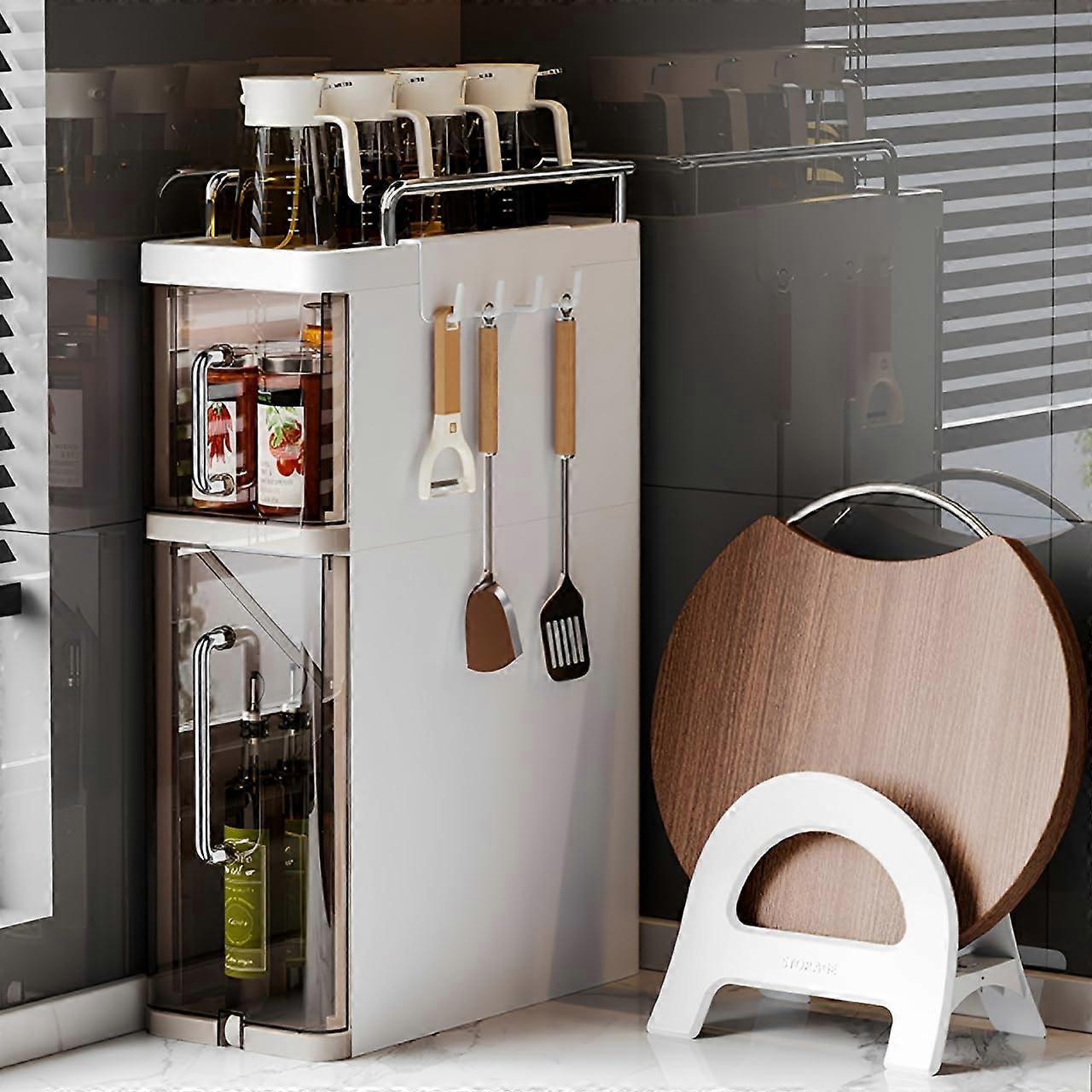 Pull Out Spice Rack Condiment Organizer for Countertop 3Tier Slide Out Seasoning Kitchen Organizer
