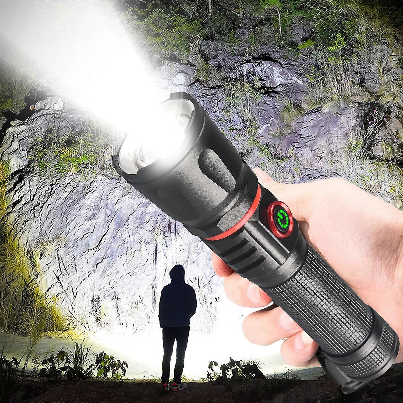 LED Lumens Super Bright Flashlight Zoomable Rechargeable Flashlight With Modes Powerful Handheld Flashlight COB Red Blue Magnet Work Light NN