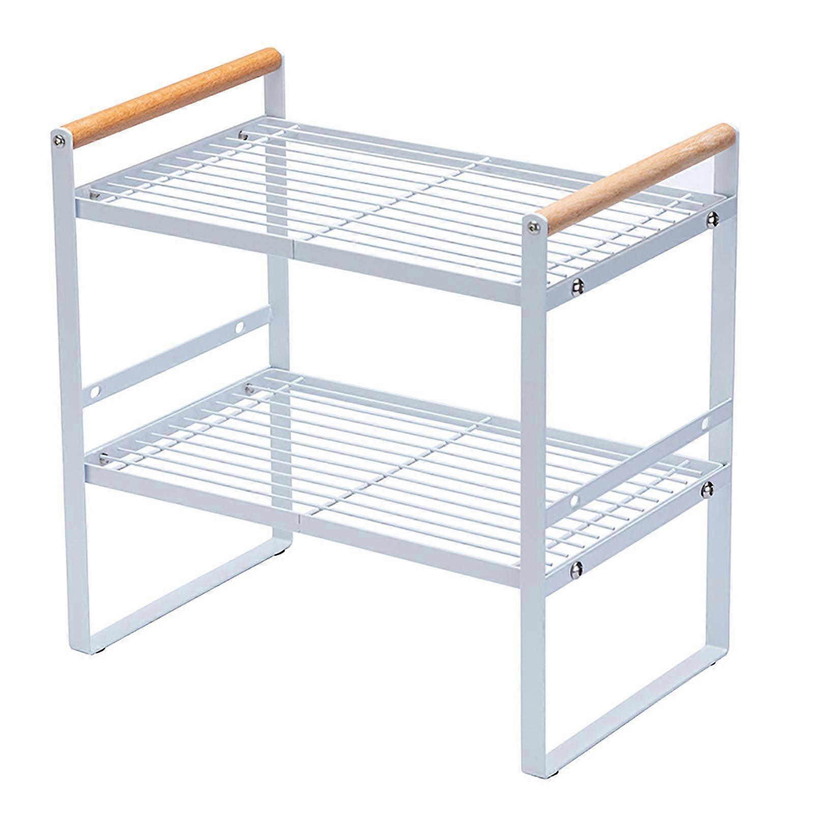 Double Layer Kitchen Storage Rack 2 Tier Non Slip Multifunctional Kitchen Organizer Shelf