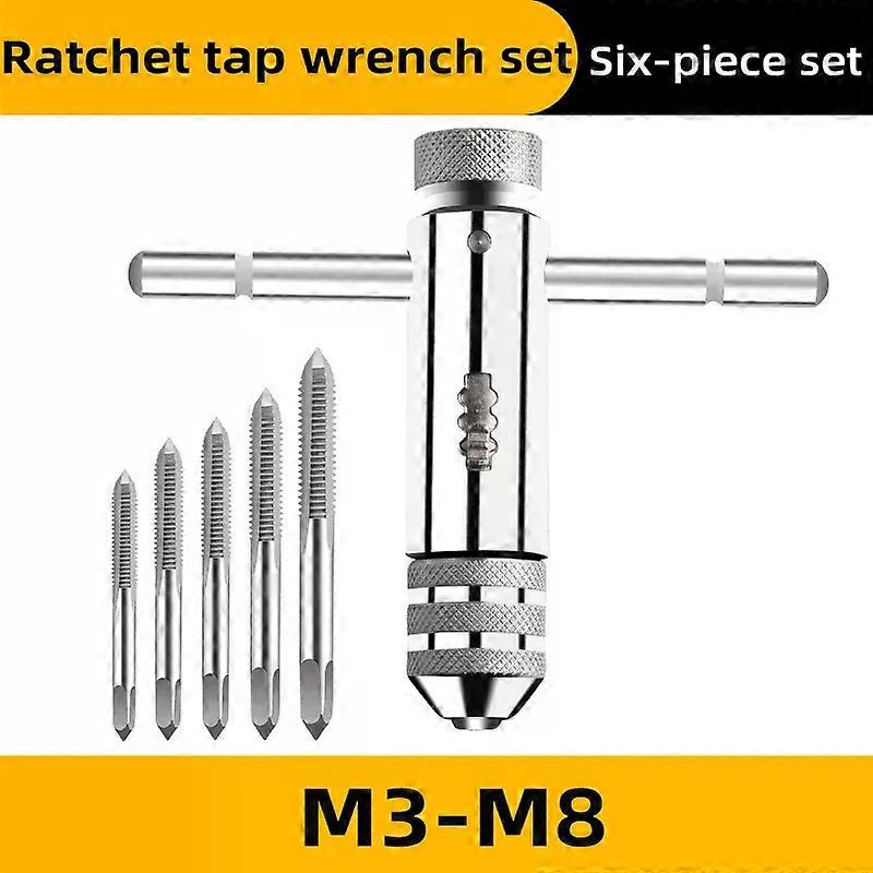 Adjustable T-Handle Ratchet Screw Thread Manual Clamping Tool screw thread M3 M4 M5 M6 M8 Wrench Tap set hand tool