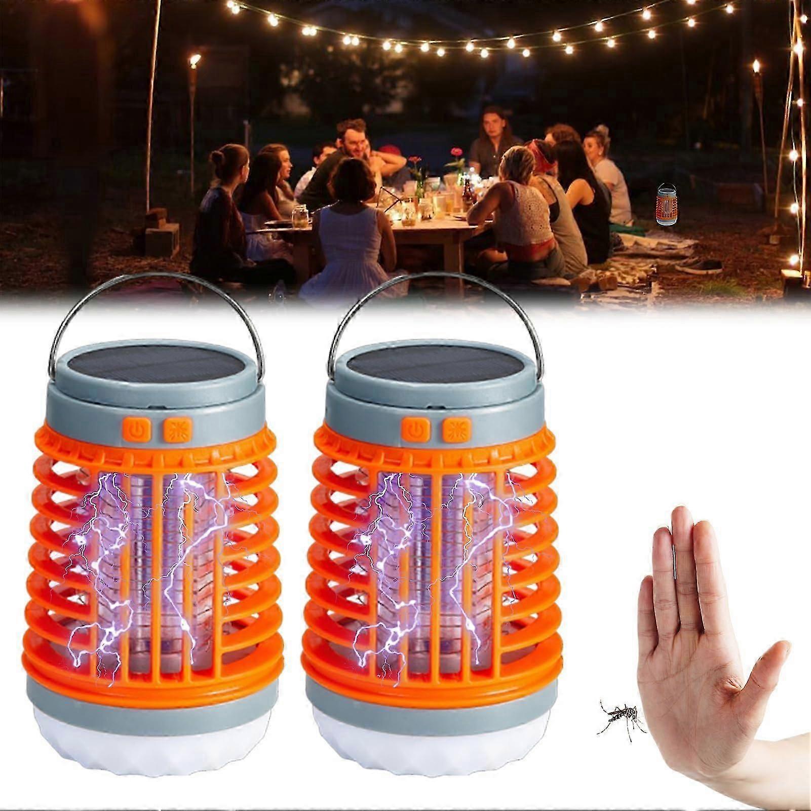 Mosquito Zapper, 2025 מנורת יתושים חיצונית חדשה עמידה למים, מנורת יתושים אלחוטית ניידת 3 ב-1, מתאימה לגינה ביתית, קמפינג, פיקניק (2 יחידות)