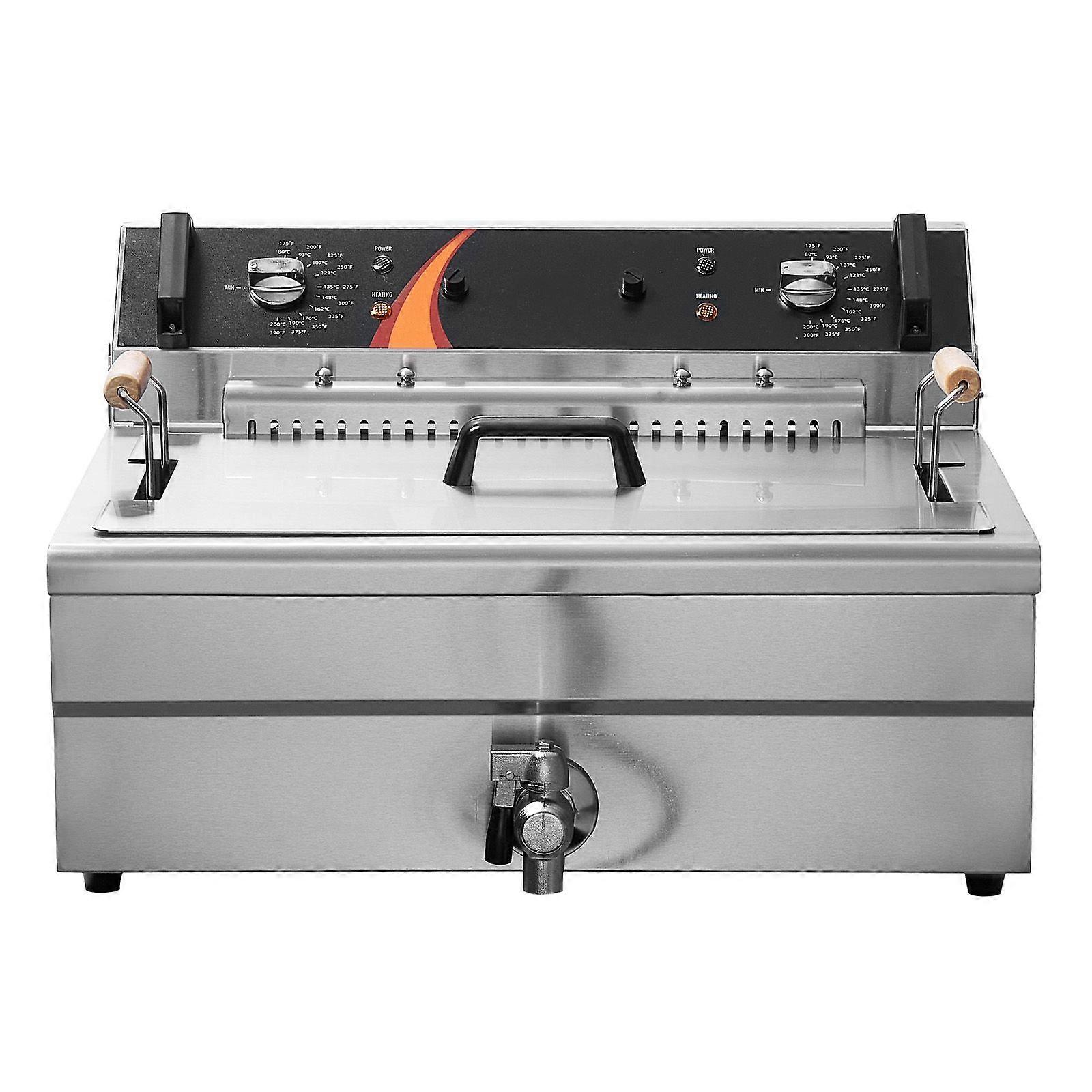 Friteuse électrique SKYSHALO 3000W à usage commercial, capacité de 30,6 Qt / 29 L avec panier, friteuse à huile unique de comptoir en acier inoxydable avec température constante