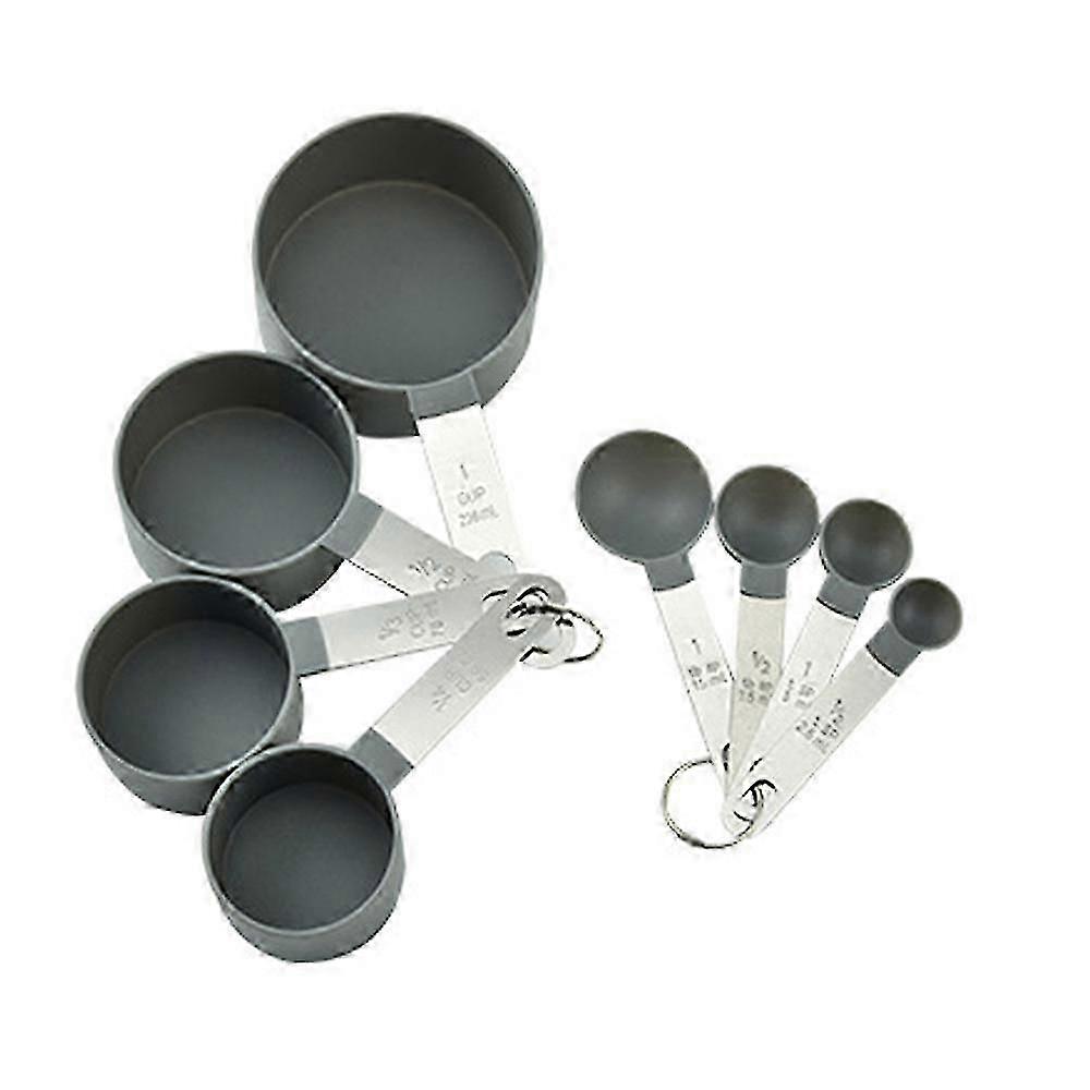 Measuring Cups And Spoons Set, 8 Piece Stackable Stainless Steel Handle Accurate Tablespoon For Meas
