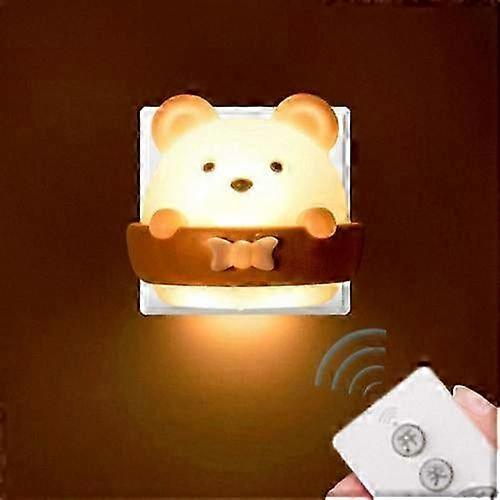 Suitable for Bear Remote Control Night Light Bedside Eye Protection Wall Lamp with 3 Different Lighting Modes
