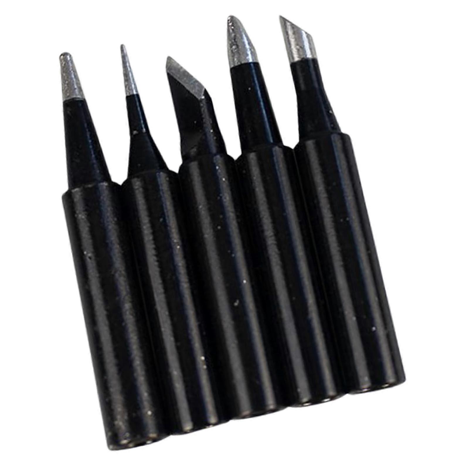 5 stycken I + B + K + 2.4D + 3C lödkolvspetsar för 969 852D 938 937 lödstationer-färg: Svart