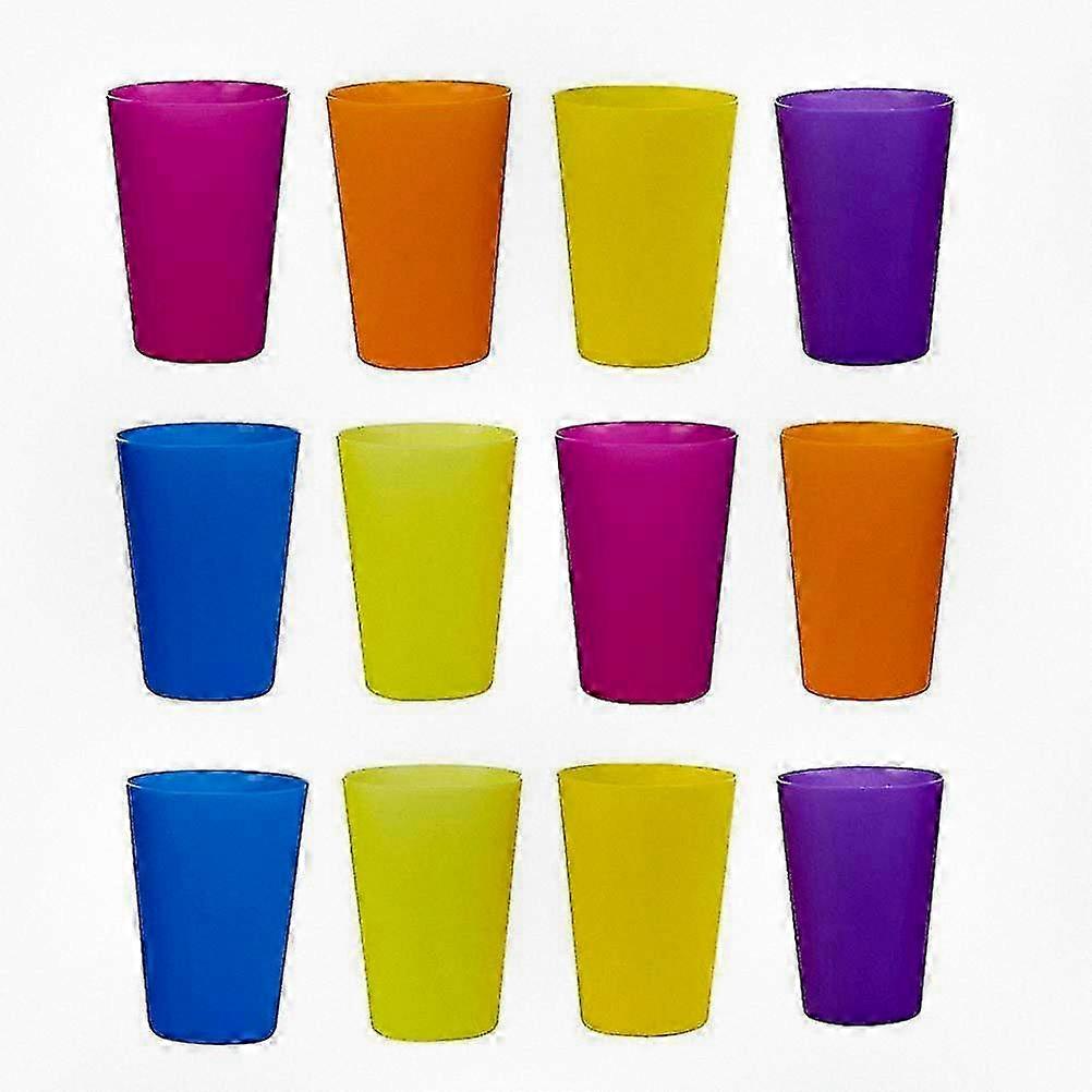 12pcs Plastic Solid Color Tooth Rinse Cup Without Lid (Various Colors Suitable for General Use)