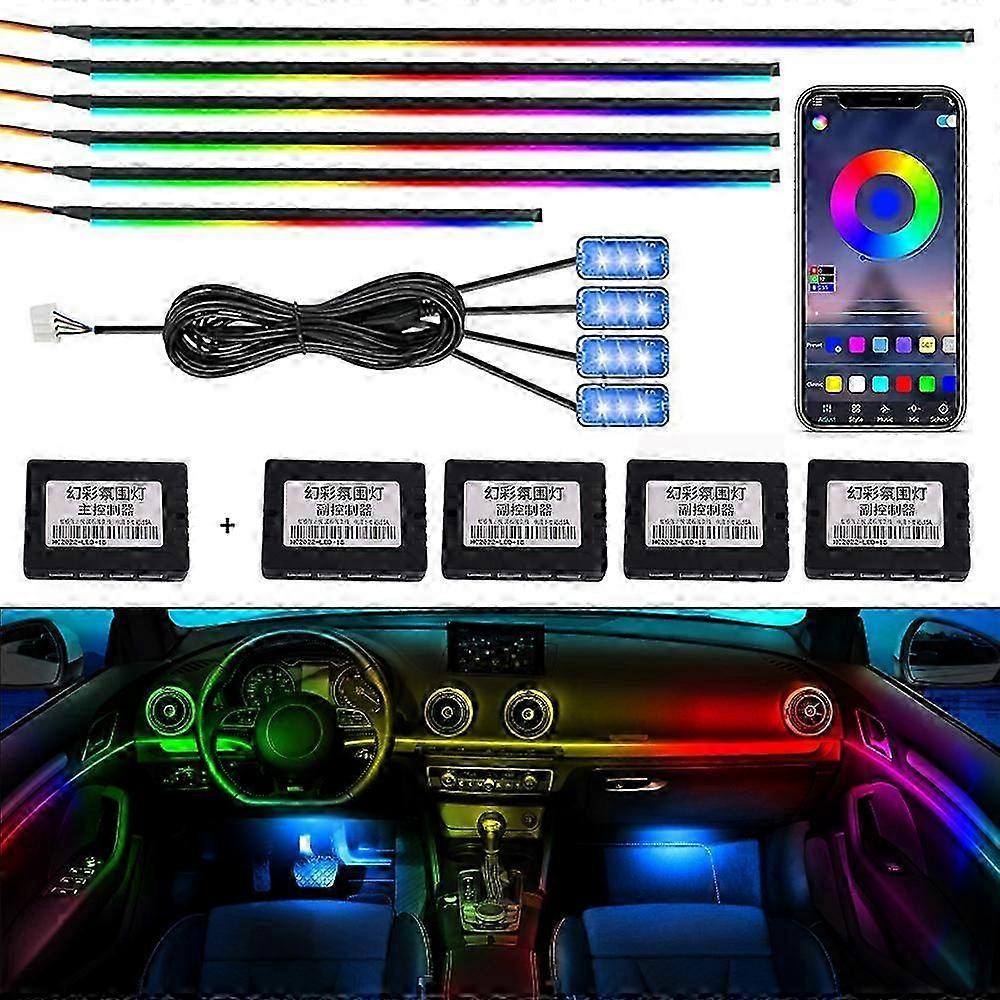 18 In 1 Symphony Car Ambient Light Rgb 64 Color Interior Decoration Acrylic Strip Light By App Control Decorative Lamp Dashboard