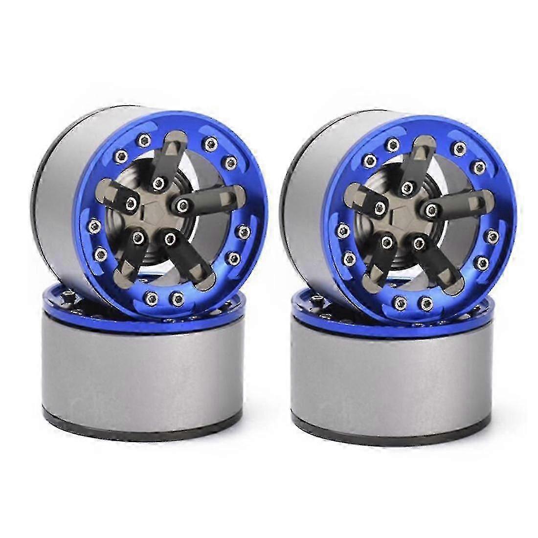4 Pcs 2.2 Inch Wheel Rims For 1/10 Rc Rock Crawler Axial Scx10,blue