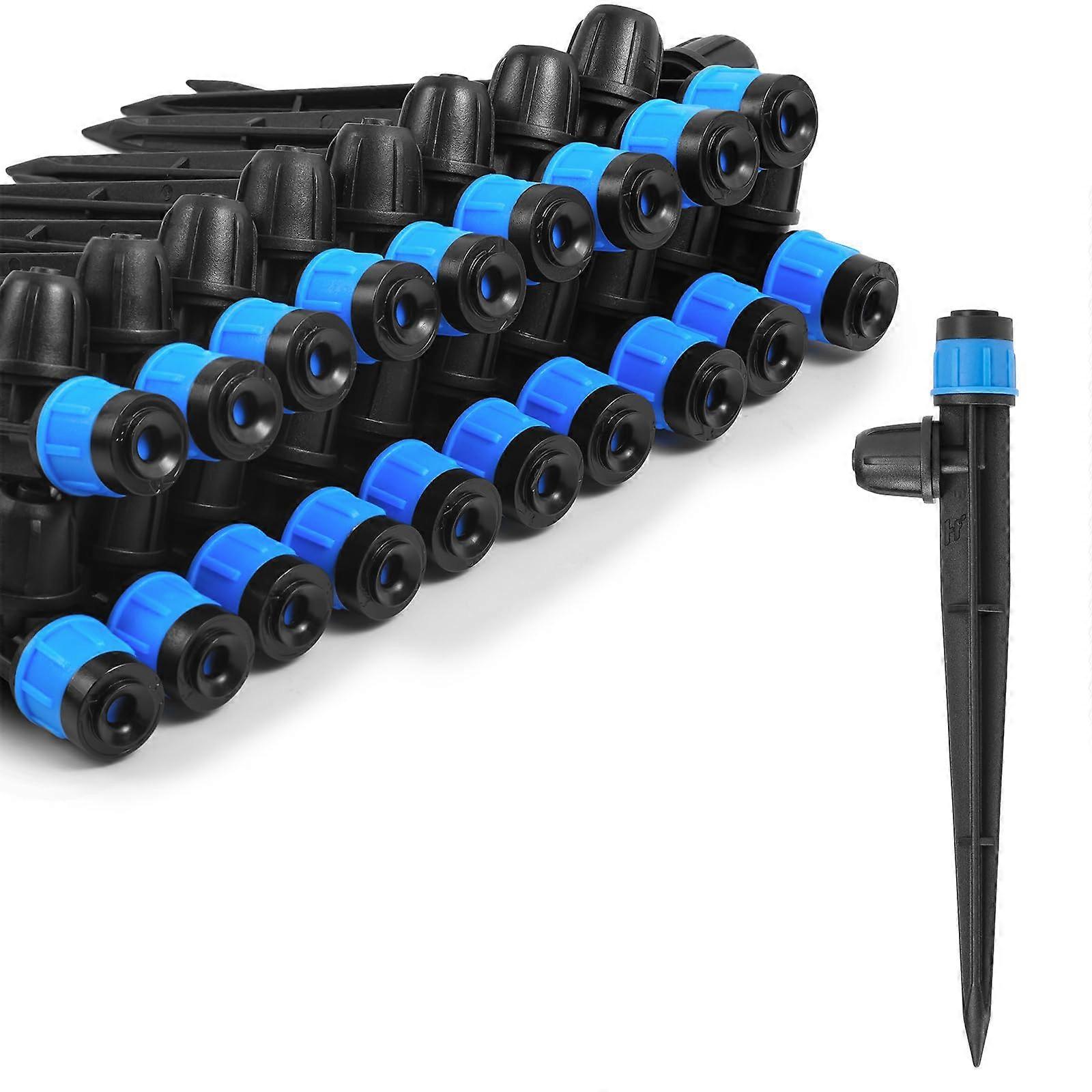 Adjustable Drip Irrigation Emitters, 20-Pack Vortex Spike Water Flow Stake with Locking Mechanism for 0.64 cm Garden Hose