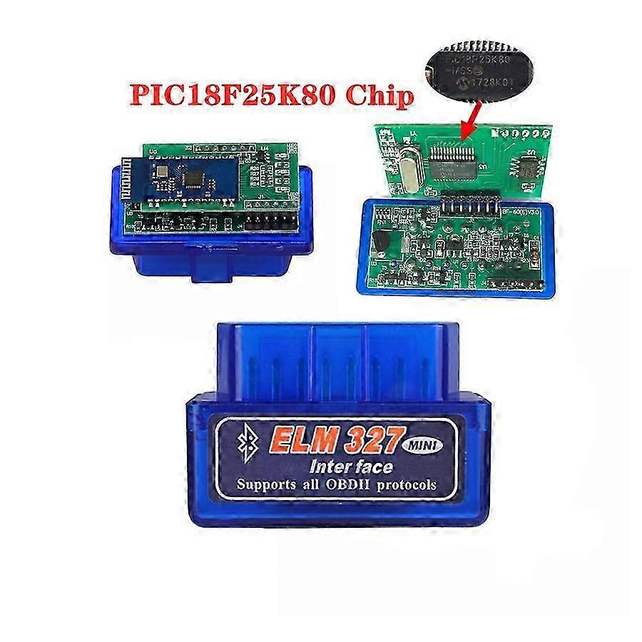 Best Quality Bluetooth 2PCB ELM327 V1.5 PIC18F25K80 Chip Car OBD2 Interface Code Reader Works on Android Scan Tool