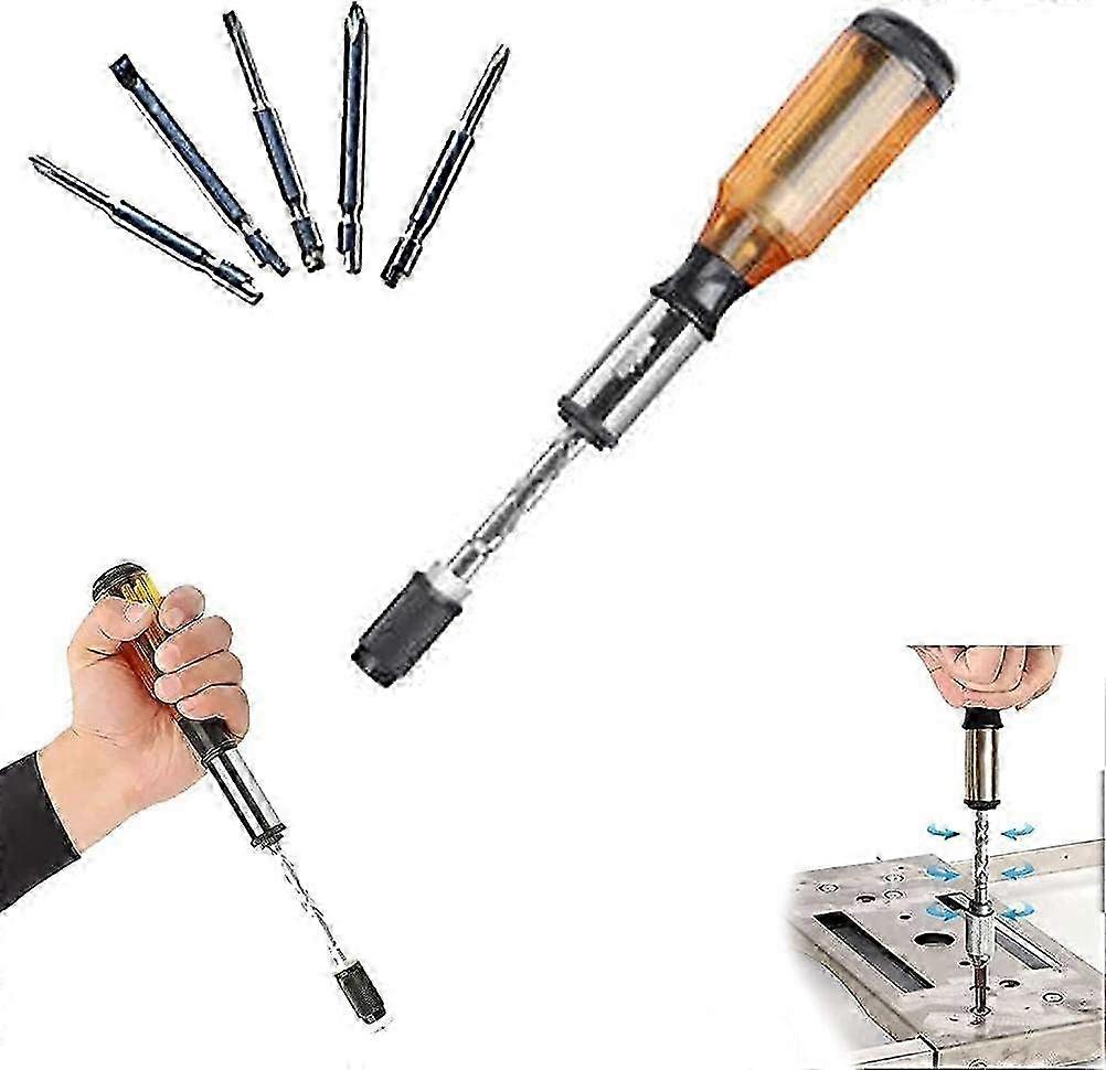 Push-Pull Ratchet Screwdriver Set with 5 Replaceable Heads for Furniture Maintenance