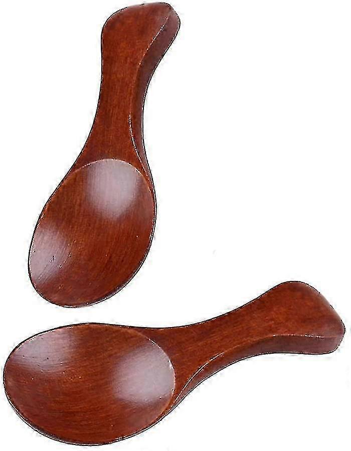 Set of 2 Mini Wooden Spoons with Short Handle, Ideal for Small Kitchen Accessories and Cooking Utensils