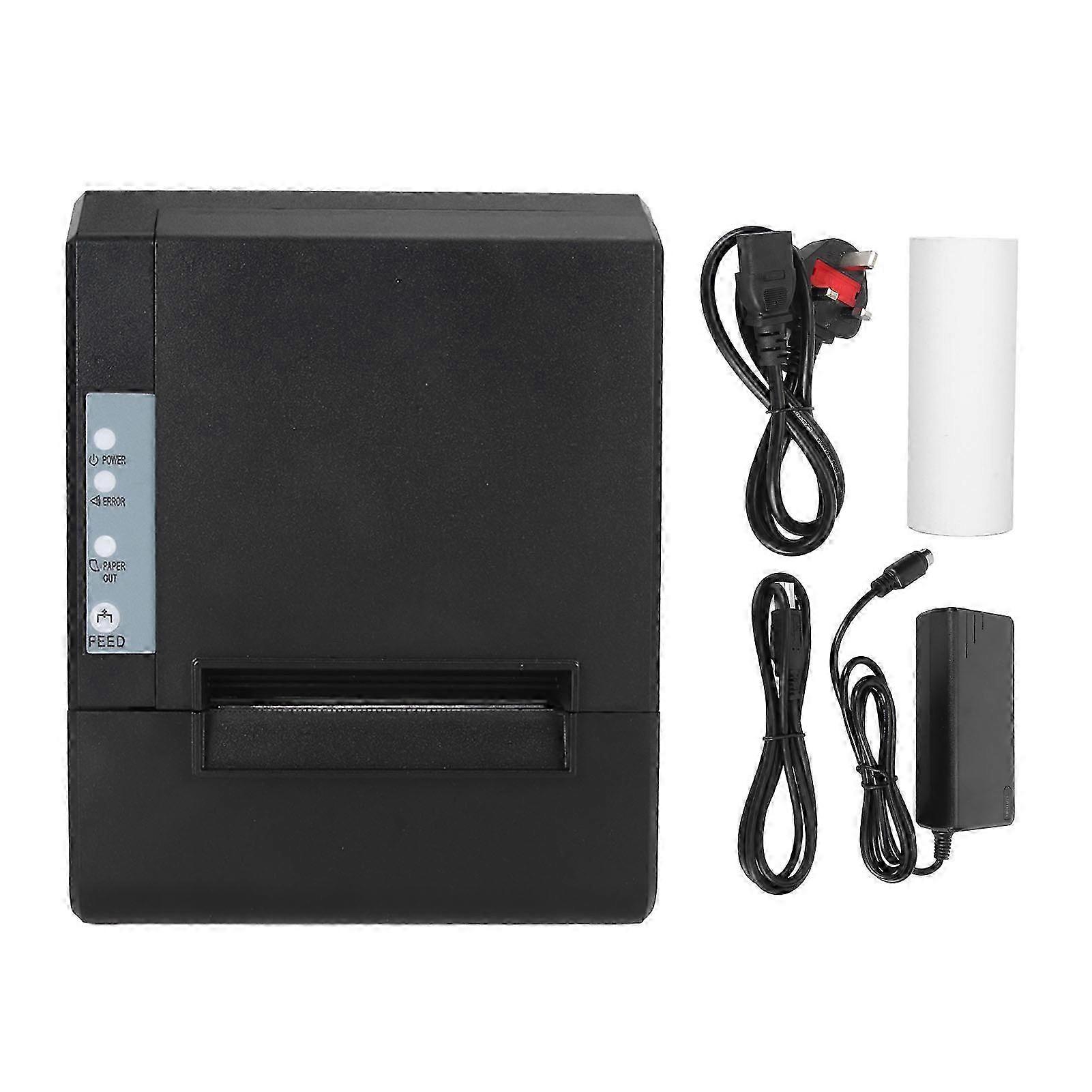 80mm Thermal Printer with USB and LAN Interface for ESC POS Command, Ideal for Retail; Supports 100-240V UK Plug, Print Speed of 220 to 300m