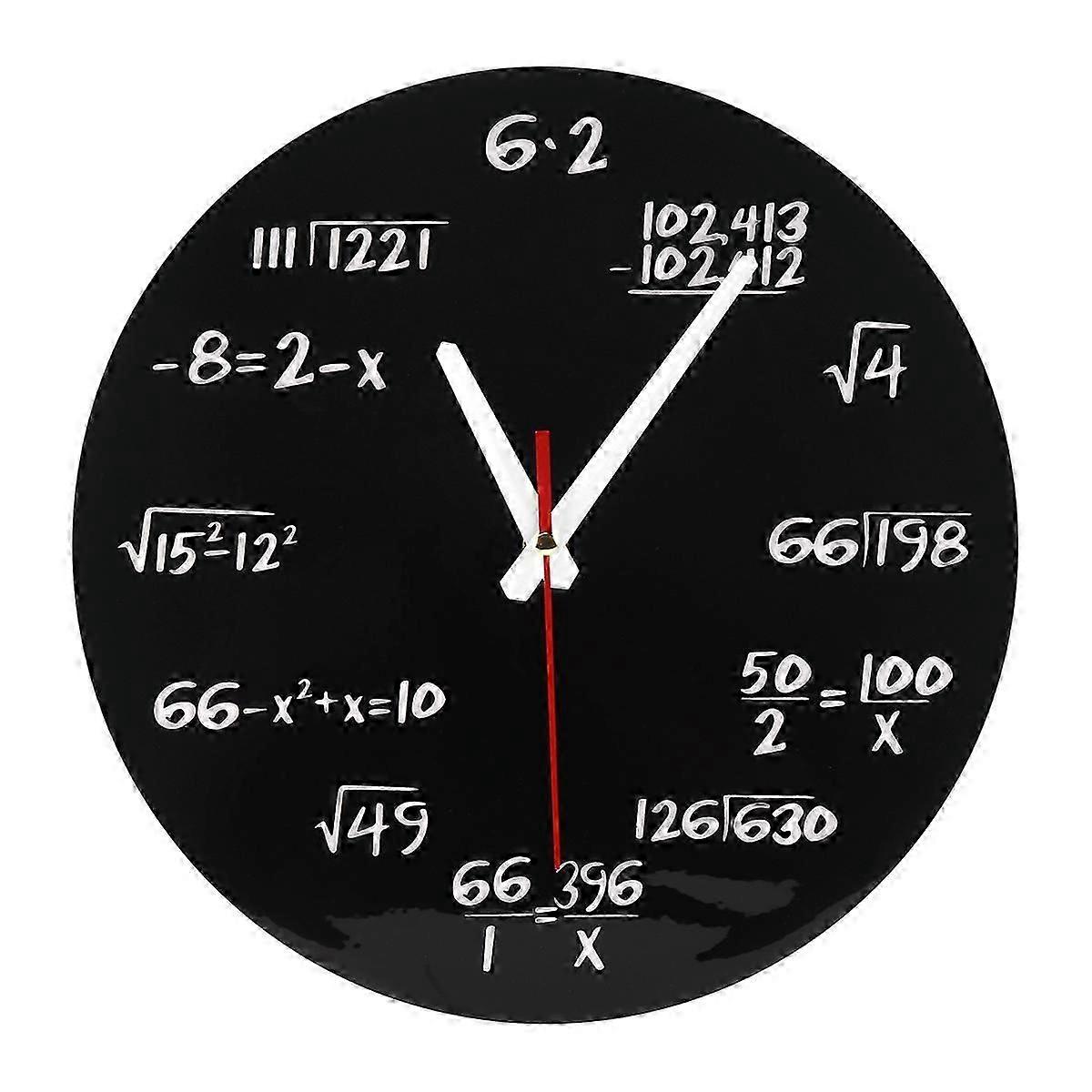 Math Formulas Clock Quiz Clock in Black and White Math