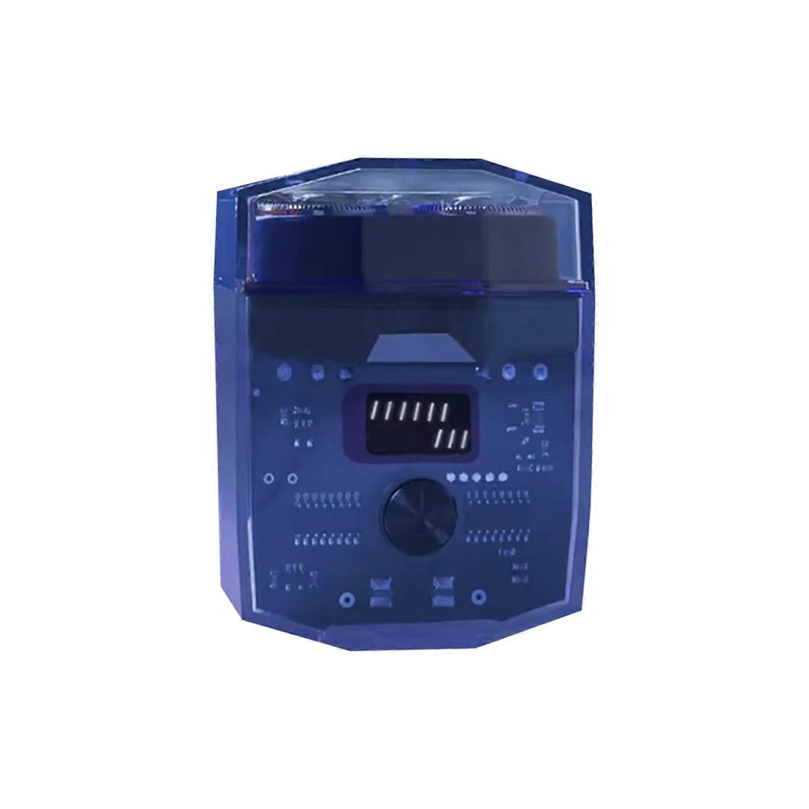 迷你电动剃须刀，男士透明双头磁力剃须刀，旅行（蓝色）