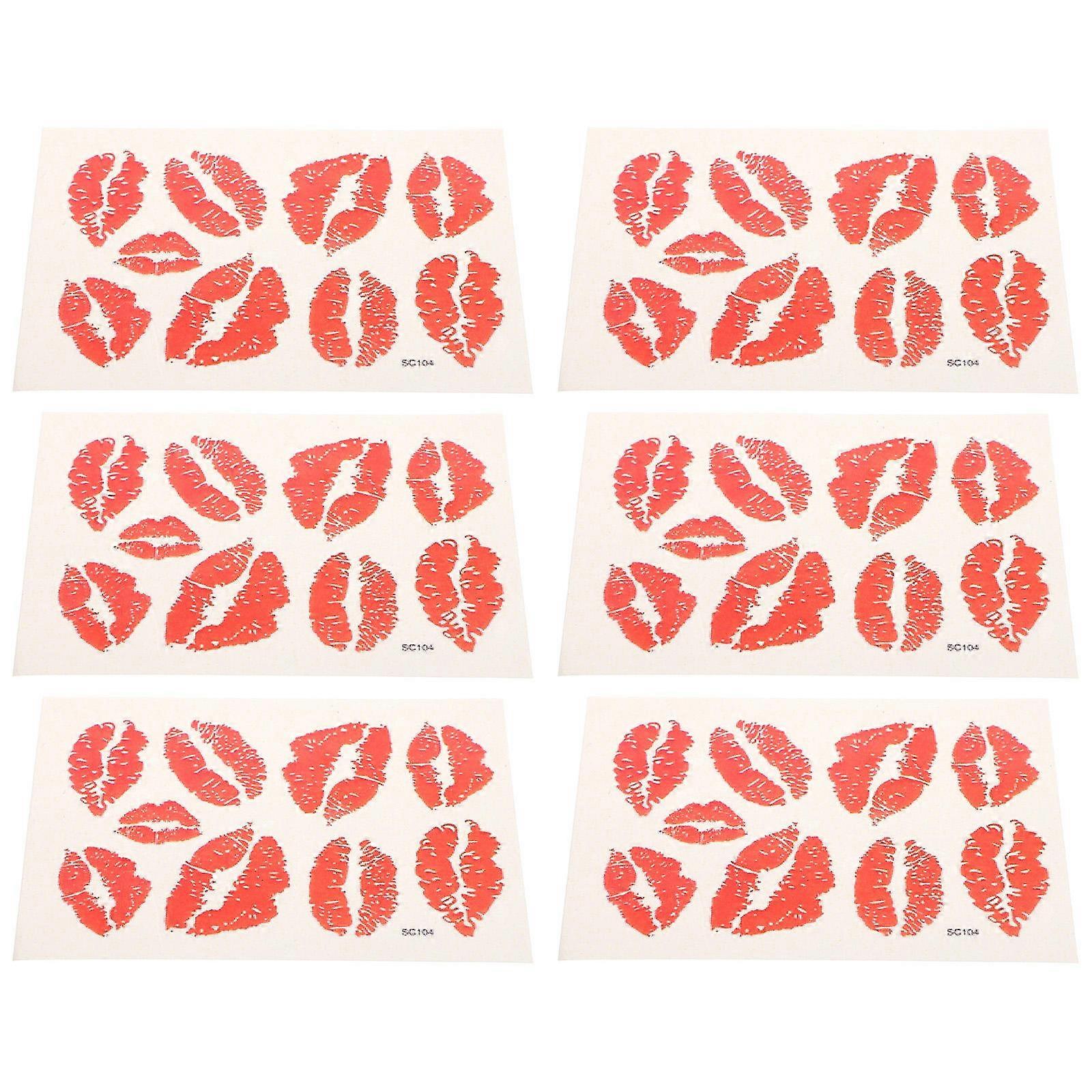 **Red Lip Tattoo Temporary Stickers – 6pcs Self Adhesive Waterproof Lip for Face & Party Use**

Looking for a fun and trendy way to elevate your