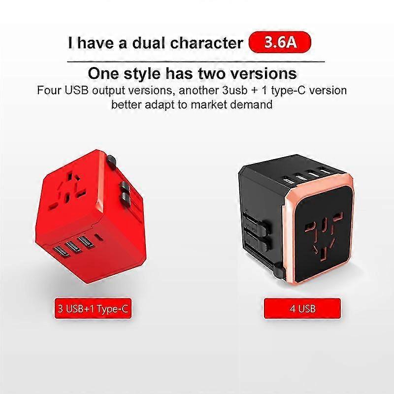 Universal Travel Adapter Worldwide Multi Plug UK EU AU US 3 USB Type C charger
